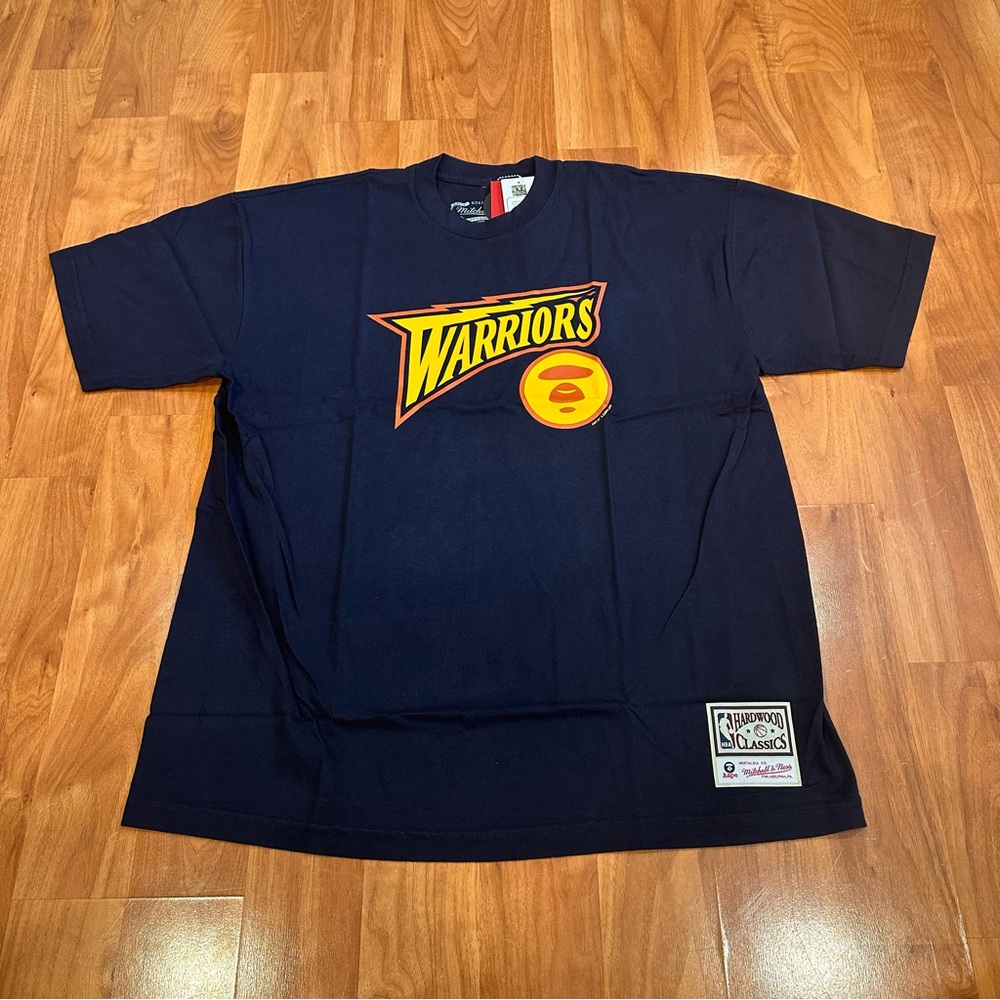 Golden State Warriors Bape Mitchell and Ness Hardwood Classics Shirt Size XL New